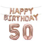 SGerste Rose Gold Happy Birthday Folyo Balon Afiş Seti Parti Dekorasyonları (50.)