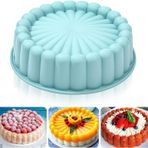 SGerste Silikon Charlotte Kek Tavası 8 İnç Yapışmaz Yuvarlak Silikon Kalıplar Yeniden Kullanılabilir Kek Kalıbı Yivli Kek Tavası Pişirme için Çilekli Kurabiye Cheesecake Mavi (Mavi, 8 inç)