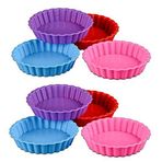SGerste Silikon Pasta Kalıpları - WENTS Silikon Tart Kalıpları Mini Kiş Kalıpları Yapışmaz Yuvarlak Oluklu Flan Tavası Gevşek Tabanlı Pasta Kalıbı 8 parça 8 parça