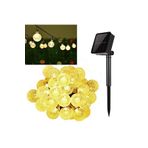 sgeteknoloji Güneş Enerjili Cam Kristal 7 M 50 Led Sarı Bahçe Yılbaşı Parti Balkon Süsü Aydınlatma
