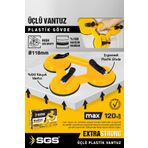 SGS 120 Kg Üçlü Vantuz Cam Granit Seramik Laminat Ahşap Ayna Taşıma Vantuzu SGS946