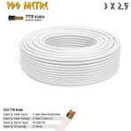 Sgs Elektrik Tesisat Kablosu - 3x2.5 Cca Ttr 48X0.18 - Beyaz - 100 Mt. - 100 Metre