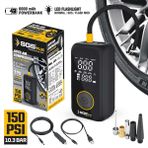 SGS Plus Şarjlı Hava Kompresörü, Dijital Ekran, 12V 6.0Ah Lithium-Ion Batarya, 6000mAh Powerbank, LED Fener, 150 PSI, Araba Motorsiklet Bisiklet için