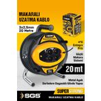 SGS SGS2133 3x2,5mm 20 Metre Makaralı Uzatma Kablo Metal Ayaklı 4 Lü Priz
