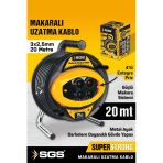 SGS2133 3x2,5mm 20 Metre Makaralı Uzatma Kablo Metal Ayaklı 4 Lü Priz