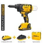 Sgs5465 - 2.4 - 5Mm - Akülü Perçin Tabancası Makinası 20 Volt 2 Amper ( Kömürsüz Motor)