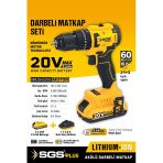 Sgs5532 60 Nm Torklu Darbeli 20 Volt 2 Amper 2 Akülü Vidalama Matkap Seti