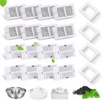 SgurFin 16 Paket Kedi Su Çeşmesi Filtresi 2.1L/77oz Cupcake Seramik Kedi Dispenseri, 16 Karbon Filtre ve Porselen Pet Su Çeşmesi için 4 Köpük Filtresi, Çoklu Filtrasyon Sistemi Aktif Karbon Filtre