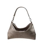 SH Leder Gerçek deri askılı çanta orta boy omuz çantası akşam çantası Clutch Crossbody Bag Messenger el çantası fermuarlı 33 x 20 cm Lovelin G393, Metalik Bronz, S
