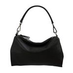 SH Leder Gerçek deri askılı çanta orta boy omuz çantası akşam çantası Clutch Crossbody Bag Messenger el çantası fermuarlı 33 x 20 cm Lovelin G393, Siyah, S