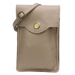 SH Leder Kadın cep telefonu çantası askılı çanta cüzdan çok fonksiyonlu çanta omuz çantası gerçek deriden ayarlanabilir omuz askısı cep telefonu 6,8 inçe kadar 12 x 19 cm ADA G328, açık boz kahverengi, S