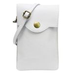 SH Leder Kadın cep telefonu çantası askılı çanta cüzdan çok fonksiyonlu çanta omuz çantası gerçek deriden ayarlanabilir omuz askısı cep telefonu 6,8 inçe kadar 12 x 19 cm ADA G328, Beyaz, S