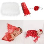 SH-RuiDu Bebek Fotoğraf Donanımı Seti, Yeni Doğan Fotoğrafçılık Kabarık Battaniye + Sarma + Saç Bandı Seti 3 Parça Bebek Erkek Kız Çocukları İçin