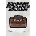 Sh Ticaret Bluetooth Hoparlör Ahşap Renk Vintage Işıklı Nostaljik Radyo Fm Ahşap Görünümlü