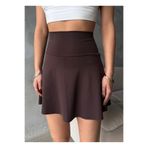 shaban Kahverengi Renk 2 Katmanlı Yüksek Bel Parlak Taş Detaylı Tenis Eteği Spor Şort Etek Tennis Skirt