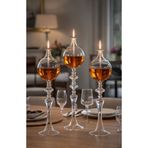 Shabbo Glass Ayaklı Drops Düğmeli Şamdan Cam Kandil 3'lü Set Kandil Yağı Ikili
