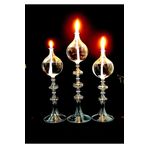 Shabbo Glass Ayaklı Drops Düğmeli Şamdan Cam Kandil 3'lü Set Kandil Yağı Ikli Şeffaf SHB0020220007