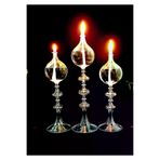 Shabbo Glass Ayaklı Drops Düğmeli Şamdan Cam Kandil 3'lü Set Kandil Yağı Ikli Şeffaf SHB0020220007