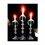 Shabbo Glass Ayaklı Drops Düğmeli Şamdan Cam Kandil 3'lü Set Kandil Yağı Ikli SHB0020220007