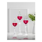 Shabbo Glass Ayaklı Drops Şamdan Cam Kandil 3'lü Set Kandil Yağı Kırmızı SHB0020220010