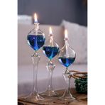 Shabbo Glass Drops Ayaklı Cam Kandil 3'lü Set Kandil Yağı