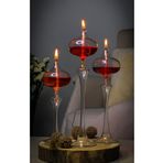 Shabbo Glass Elips Şamdan Cam Kandil 3Lü Set Kırmızı