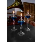 Shabbo Glass Elips Şamdan Cam Kandil 3lü Set Mavi Hediyelik Dekoratif Aksesuar Shabbo1200