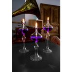 Shabbo Glass Elips Şamdan Cam Kandil 3lü Set Mor Hediyelik Dekoratif Aksesuar Shabbo13000