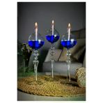 Shabbo Glass SHB0020220009 Ayaklı Drops Düğmeli Şamdan Cam Kandil 3'lü Set Kandil Yağı Ikili