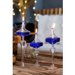 Shabbo Glass Ufo Şamdan Cam Kandil Mavi Hediyelik Dekoratif Aksesuar 200025SHABBO