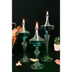 Shabbo Glass Ufo Şamdan Cam Kandil3 Lü Set Zümrüt Yeşili 200301SHBBO