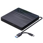 SHABD Dizüstü Bilgisayar Harici CD/DVD Sürücü, USB 3.0 ve Tip-C CD Yazıcı DVD +/-RW Taşınabilir Optik Sürücü Yazıcı DVD Oynatıcı Kurulum Kullanımı
