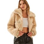 Shade Balıkçı Yaka Beli Lastikli Peluş Mont, M, 60351233, Camel, Kadın