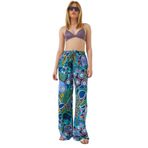 Shade Bel Bağlamalı Desenli Viskon Pantolon, S, 60261355, Mavi, Kadın