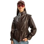 Shade Beli Lastikli Kruvaze Suni Deri Ceket, 38, 60281128, Acı Kahve, Kadın