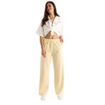 Shade Beli Lastikli Paça Detaylı Palazzo Kalıp Pamuk Gabardin Yazlık Pantolon, M, 60283323, Limon Sarısı, Kadın