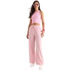 Shade Beli Lastikli Paça Detaylı Palazzo Kalıp Pamuk Gabardin Yazlık Pantolon, M, 60283323, Toz Pembe, Kadın
