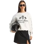 Shade Bisiklet Yaka Nakış İşlemeli Üç İplik Şardonlu Sweatshirt, L, 60601049, Ekru, kadın