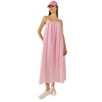 Shade Büzgü Detaylı Çizgili Elbise, L, 60283250, Şeker Pembe, Kadın