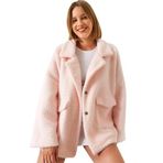 Shade Çift Cepli Oversize Peluş Mont, Standart, 60261097, Pembe, Kadın