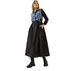 Shade Denim Garnili Uzun Kloş Elbise, S, 60351248, Siyah, Kadın