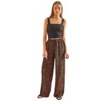 Shade Desenli Beli Lastikli Viskon Pantolon, S, 60101053, Siyah-Camel, Kadın