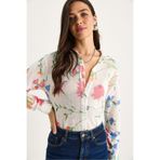 Shade Desenli Dijital Baskılı Regular Yazlık Örme Gömlek, S, 60282014, Beyaz-Pembe, Kadın