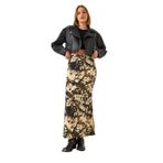 Shade Desenli Uzun Beli Lastikli Etek, XS, 60261100, Yeşil, Kadın