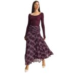 Shade Drape Bel Detaylı Astarlı Desenli Uzun Etek, S, 60283609, Mor, Kadın