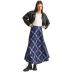 Shade Ekose Desenli Astarlı Maxi Kloş Etek, M, 60283879, Mavi, Kadın