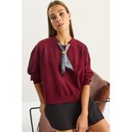 Shade Fular Detaylı Pamuklu Ottoman Sweatshirt, S, 60283689, Bordo, kadın