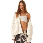 Shade Gabardin Mevsimlik Ceket, L, 60261442, Ekru, Kadın