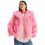 Shade Geniş Yakalı Astarlı Kısa Suni Kürk Ceket, 36, 60261574, Şeker Pembe, Kadın