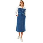 Shade Gömlek Yaka Kemerli Denim Elbise, S, 60351337, Beyaz, Kadın